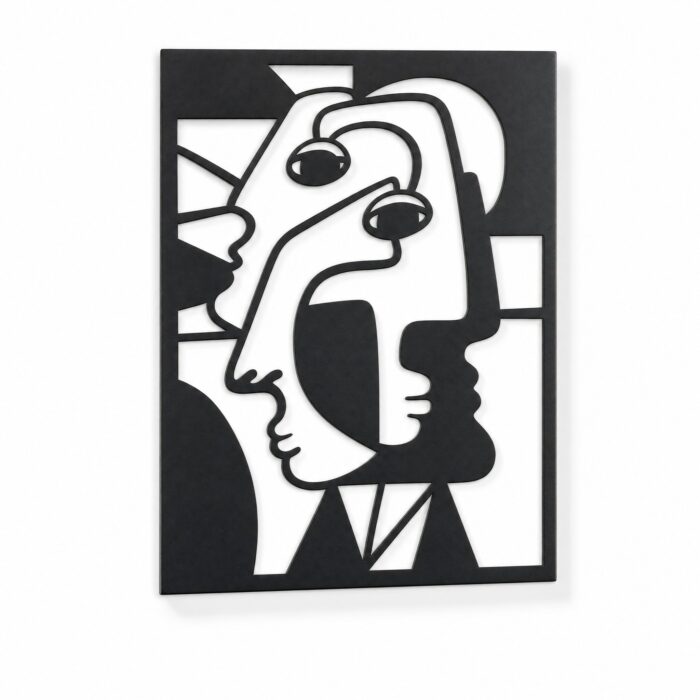 Cubist Faces Metal Wall Art on a white background