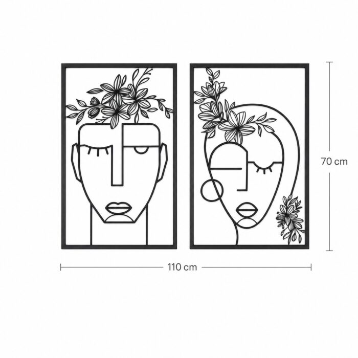 Floral Faces Line Art Metal Wall Art dimensions