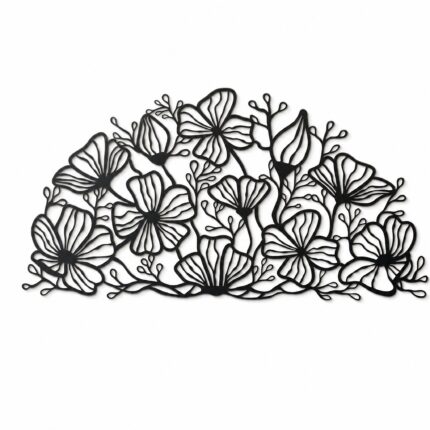 Floral Half Mandala Metal Wall Art on a white background