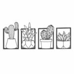 Framed Cactus & Succulent Metal Wall Art on a white background