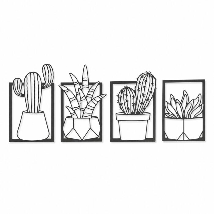Framed Cactus & Succulent Metal Wall Art on a white background