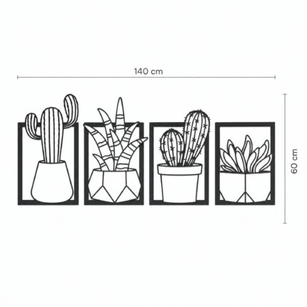 Framed Cactus & Succulent Metal Wall Art dimensions