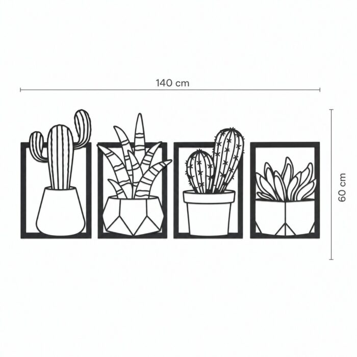 Framed Cactus & Succulent Metal Wall Art dimensions