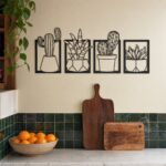Framed Cactus & Succulent Metal Wall Art in a living space