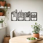 Framed Cactus & Succulent Metal Wall Art styled at home