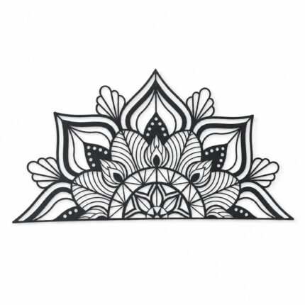 Half Mandala Lotus Metal Wall Art Headboard on a white background