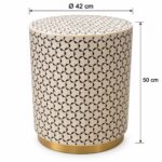 Geometric Mosaic Drum Stool, 42 cm Diameter × 50 cm Height, Ivory & Black — Dimensions: 42 cm diameter, 50 cm height