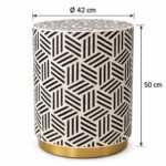Geometric Weave Drum Stool, 42 cm Diameter × 50 cm Height, Ivory & Black — Dimensions: 42 cm diameter, 50 cm height