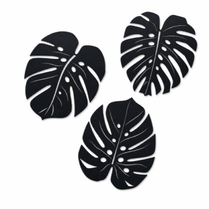 Large Solid Monstera Leaves Metal Wall Art on a white background