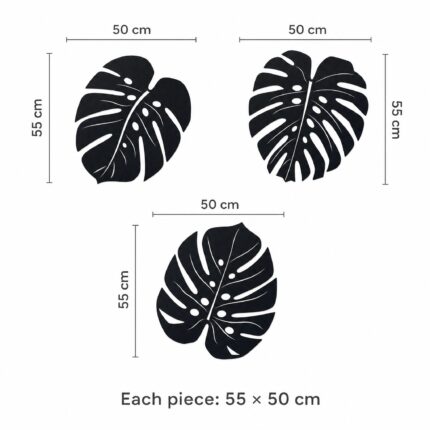 Large Solid Monstera Leaves Metal Wall Art dimensions