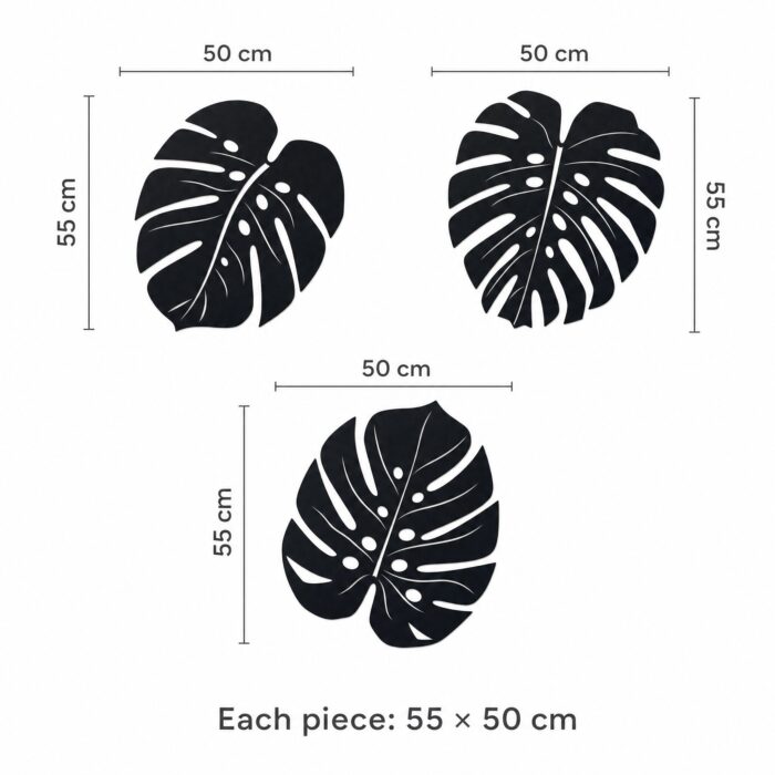 Large Solid Monstera Leaves Metal Wall Art dimensions