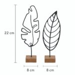 Leaf Outline Metal Table Sculptures on Wooden Base dimensions