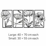 Line Art Poppy Flowers Framed Metal Wall Art dimensions