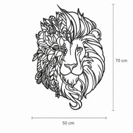 Lion Head Floral Mane Metal Wall Art dimensions