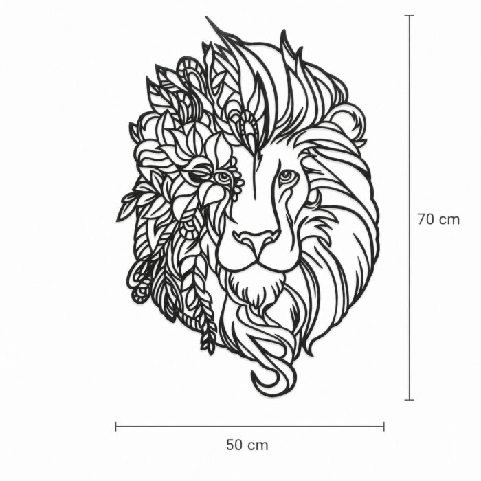 Lion Head Floral Mane Metal Wall Art dimensions