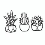 Mini Succulents Metal Wall Art on a white background