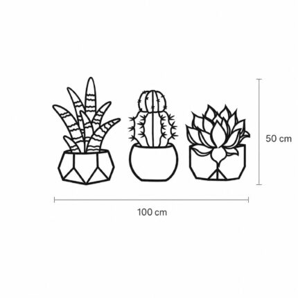Mini Succulents Metal Wall Art dimensions