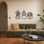 Mini Succulents Metal Wall Art in a living space