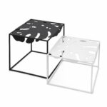 Monstera Cut-Out Metal Side Tables on a white background