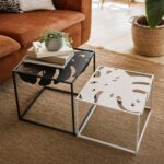Monstera Cut-Out Metal Side Tables in a living space