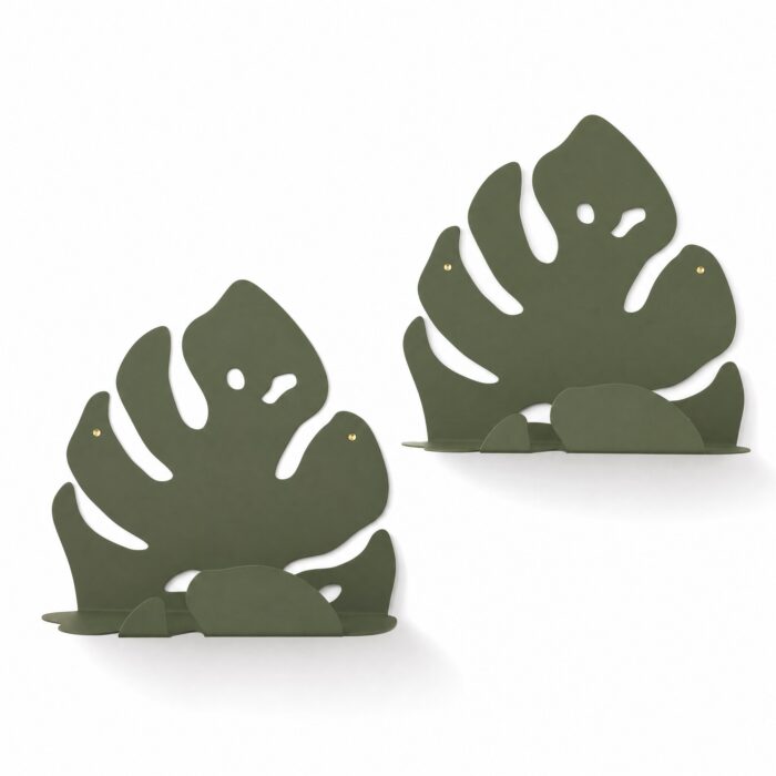 Monstera Leaf Metal Wall Shelves on a white background