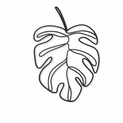 Monstera Leaf Outline Metal Wall Art on a white background