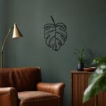 Monstera Leaf Outline Metal Wall Art in a living space