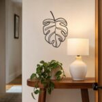 Monstera Leaf Outline Metal Wall Art styled at home