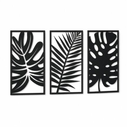 Monstera & Palm Cut-Out Metal Wall Art on a white background