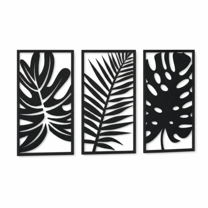Monstera & Palm Cut-Out Metal Wall Art on a white background