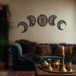 Moon Phases Mandala Metal Wall Art in a living space