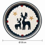 Navy Reindeer on Ivory round tray, size Ø35 cm
