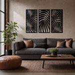 Palm Leaf Cut-Out Metal Wall Panels in a living space