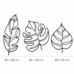 Three Leaves Outline Metal Wall Art dimensions