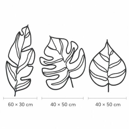 Three Leaves Outline Metal Wall Art dimensions