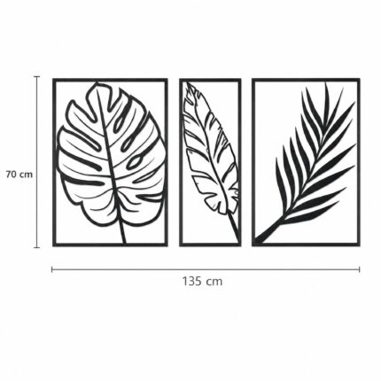 Tropical Leaf Trio Metal Wall Art dimensions