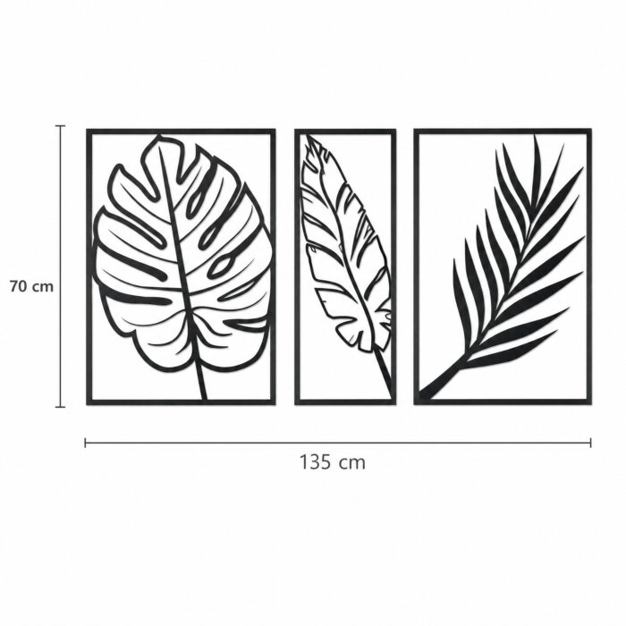 Tropical Leaf Trio Metal Wall Art dimensions