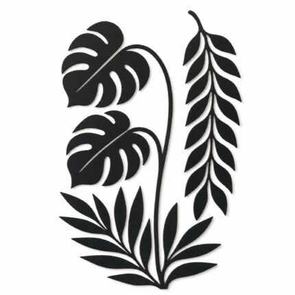 Tropical Leaves Statement Metal Wall Art on a white background