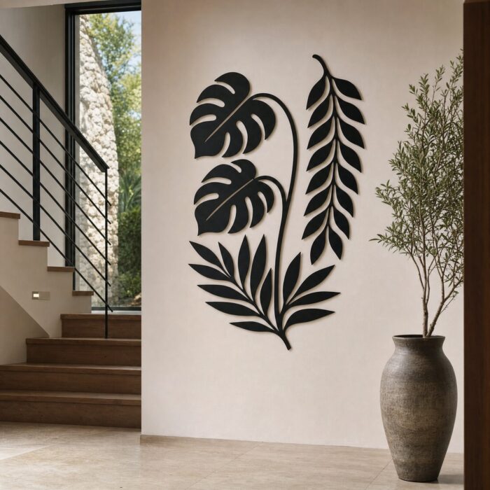 Tropical Leaves Statement Metal Wall Art styled at home
