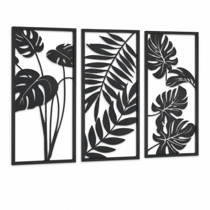 Tropical Leaves Tall Framed Metal Wall Art on a white background